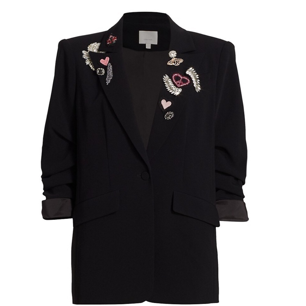 Cinq à Sept Embroidered Single-Breasted Blazer In Black